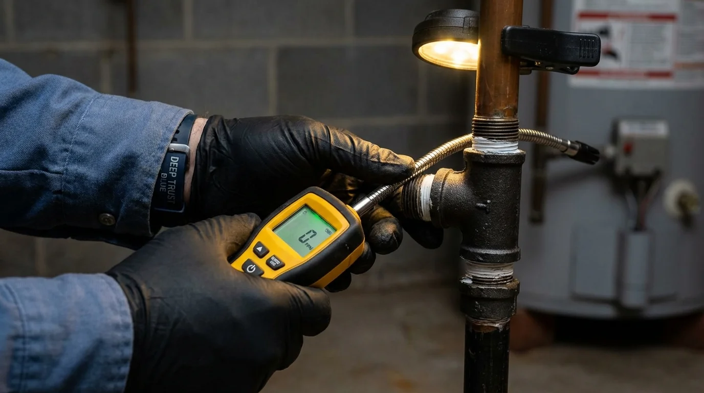 Gas leak detection with electronic sniffer by Johns Plumbing LLC in Little Neck